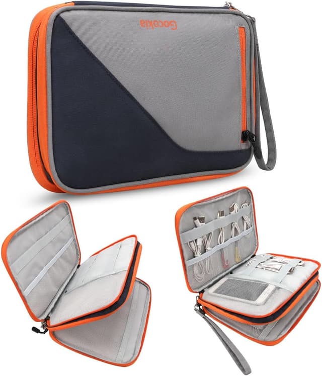 Detalle de Gocokia Double Layer Travel Cable Organizer Bag with Hand Strap (Blue)