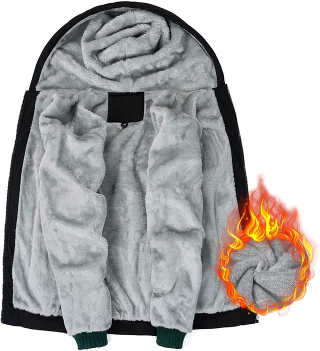 Detalle 2 de AOTORR Men’s Full Zip Fleece Hooded Jacket Coat with Pockets – Winter Warm Oversized Zip-Up Hoodie