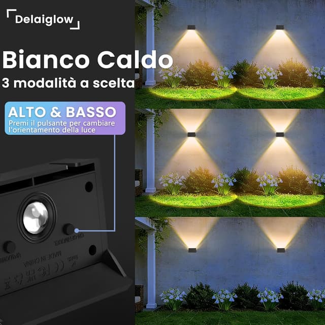 Detalle 2 de Delaiglow lampada solare esterno IP67 4 luci