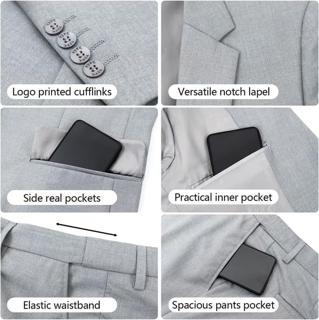 Thumbnail 4 de 3-Piece Slim Fit Men's Suit Set