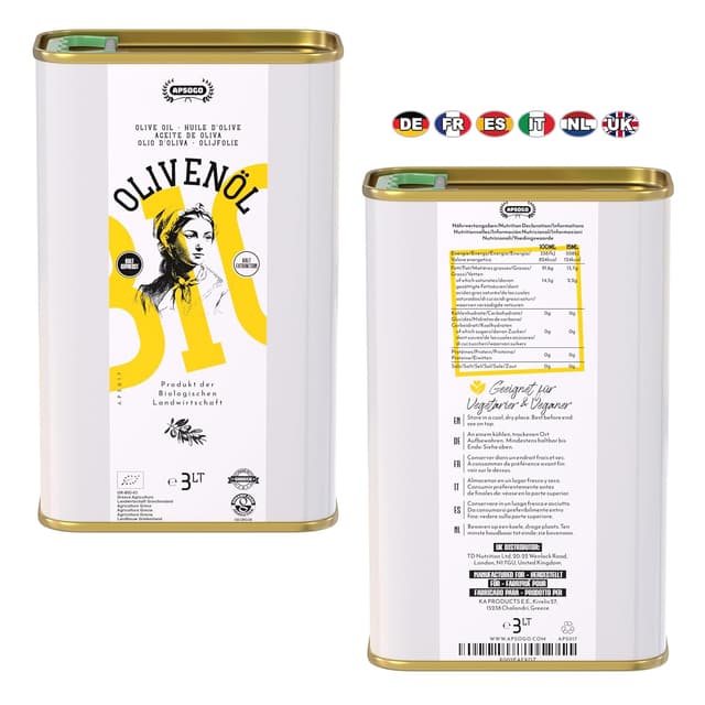 Detalle 2 de Apsogo Bio Extra Natives Olivenöl aus Kreta (3.000 ml) – mild & fruchtig, kaltgepresst