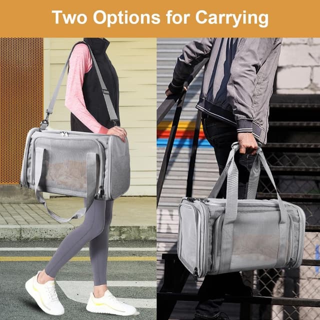 Detalle de vsshe faltbare Hundebox für Auto und Flugzeug – Transportbox für kleine Katzen, Kaninchen und Welpen (bis 15 Pfund, grau)