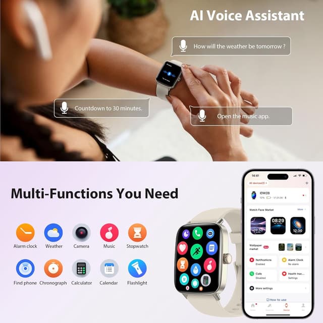 Thumbnail 6 de Yoever Smart Watch for Women (Answer/Make Calls) with 1.85" HD Screen, Bluetooth 5.3 & IP68