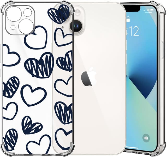 Detalle de ChoosEU Transparente Hülle für iPhone 14 aus weichem TPU/Silikon mit Herzmotiv – dünnes, stoßabsorbierendes Case