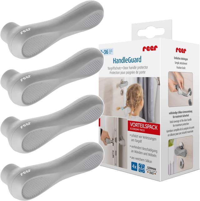 Detalle de Reer HandleGuard protezione maniglia: set di 4 paracolpi in silicone per porte