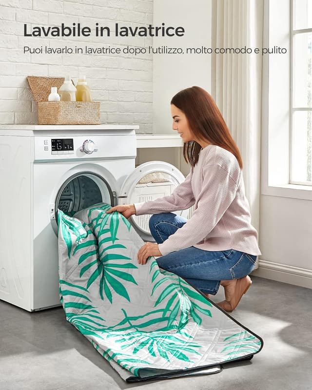 Detalle de SONGMICS Coperta Picnic 300 x 200 cm pieghevole impermeabile con fondo in alluminio (motivo a felce verde) GCM083C02