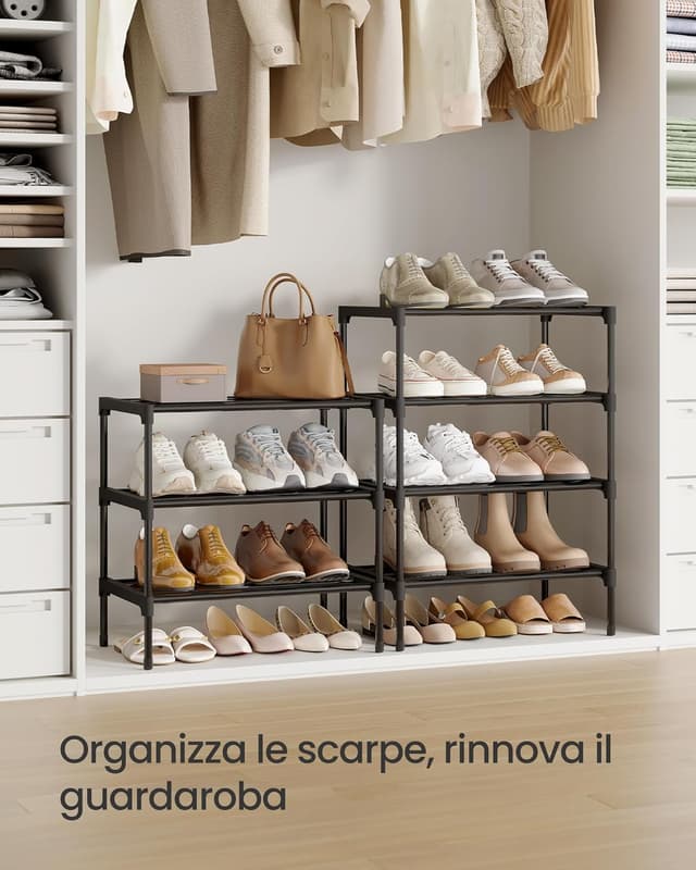 Thumbnail 5 de SONGMICS Scarpiera slim LSA113BH01 con 3 ripiani, 30 x 45 x 48,5 cm (impilabile, in metallo)