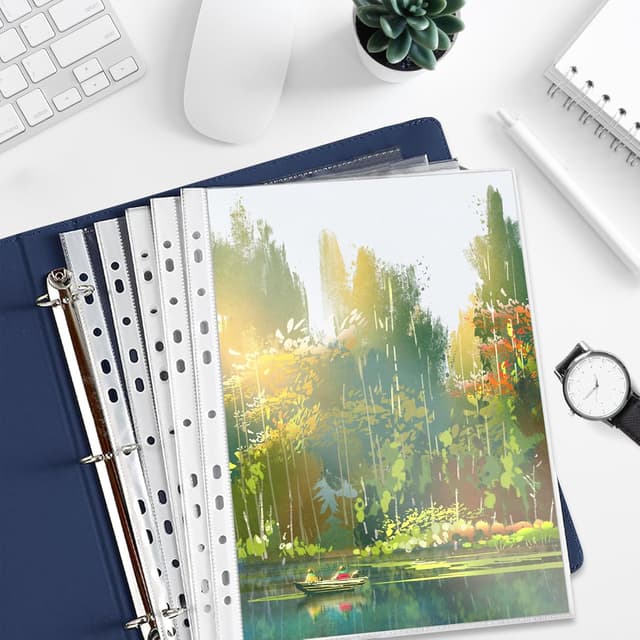 Thumbnail 6 de Reaeonat Punched Pockets A4 Clear Plastic Wallets (100 Pack) – 90 Micron Extra Strong Top Loading