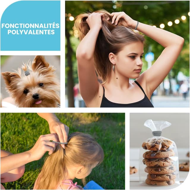 Detalle 2 de HOYOLS lot de 100 élastiques cheveux, 4 cm