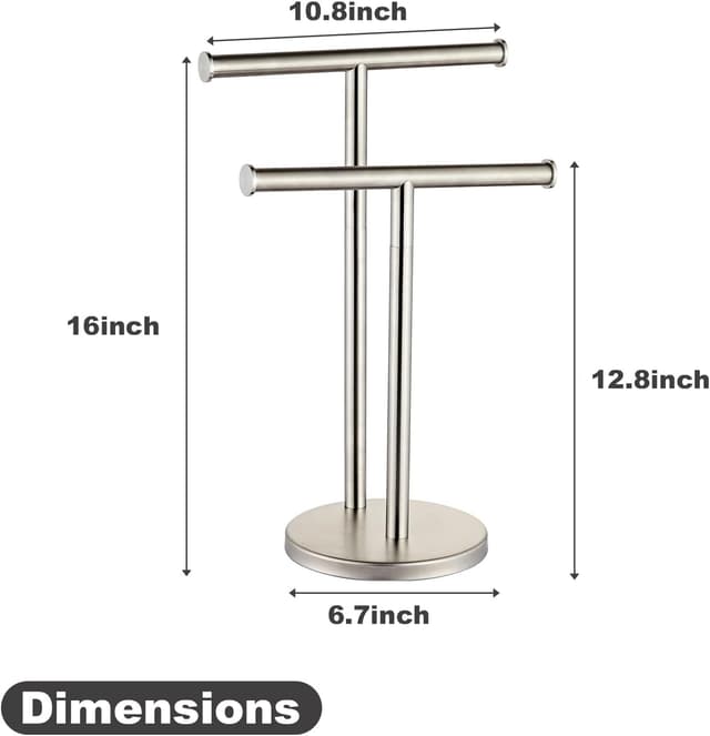 Detalle 2 de YIGUANXIN Hand Tower Holder Stand – floor-standing T-shaped double-layer towel rail in SUS304