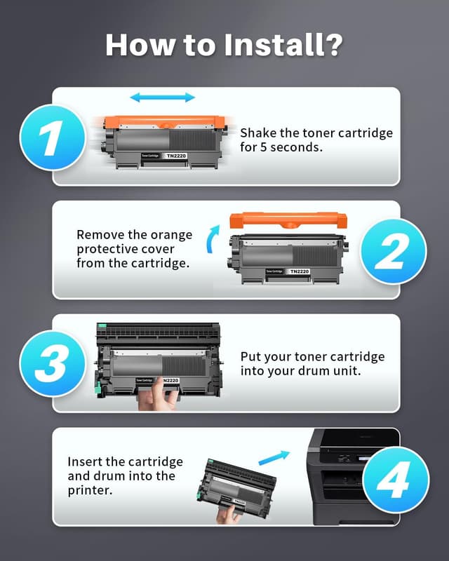 Detalle de INK4U TN2220 Toner (TN-2220/TN-2010) kompatibel für Brother – 2x Schwarz