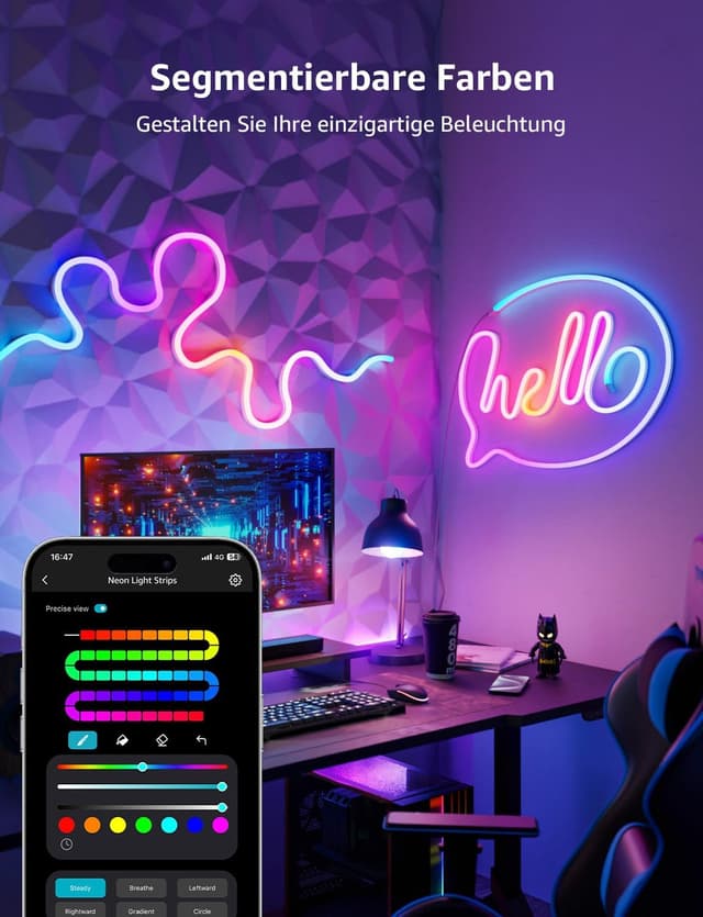 Thumbnail 6 de Lepro Neon AI LED Strip 6 m – RGB LED-Streifen mit App-, Musik- und Sprachsteuerung (Alexa & Google Assistant)