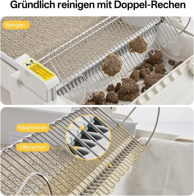 Detalle 2 de UBPET C31 lettiera autopulente open-top con controllo app e sistema a doppio rastrello