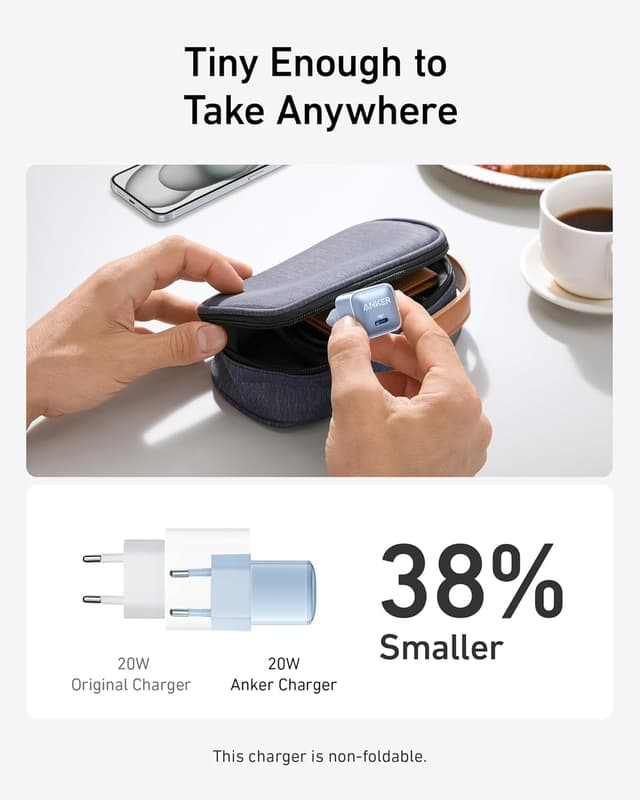 Detalle de Anker Cargador USB-C 20W PIQ 3.0 para iPhone y iPad 🔌