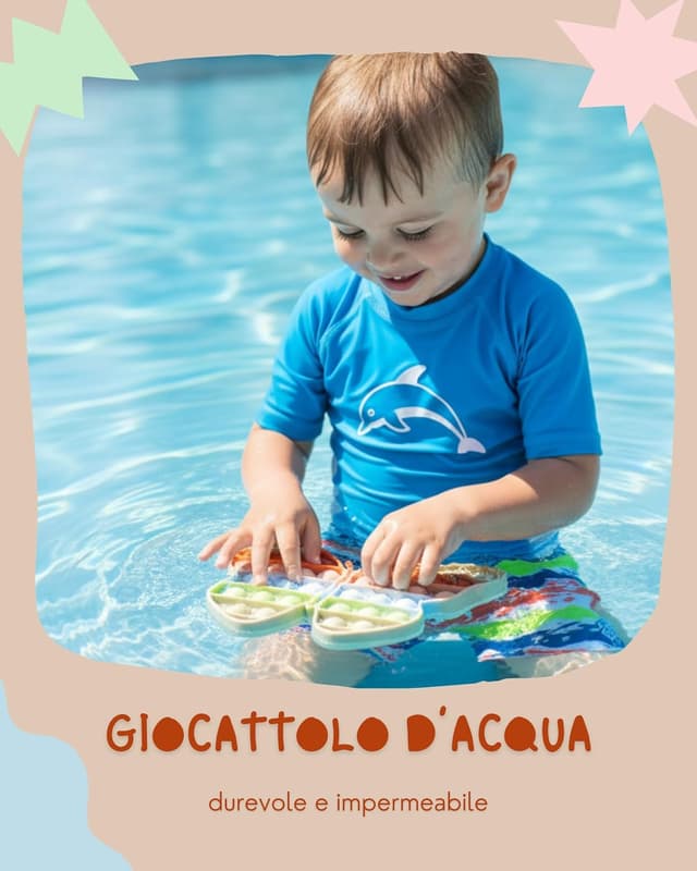 Detalle de Valino Pop-It in silicone pastello farfalla (12 × 12 cm) bubble fidget impermeabile, senza BPA