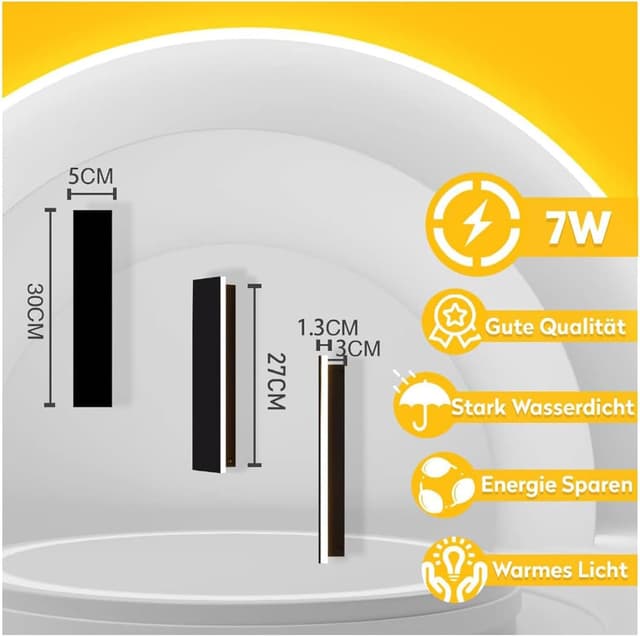 Thumbnail 6 de LED Wandleuchte für Außen/Innen 125×5 cm, anthrazit, IP67 – Lang-Wandlampe mit warmem Licht