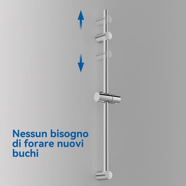Detalle de AuraLum Asta doccia 70 cm con saliscendi in acciaio inox e supporto soffione regolabile