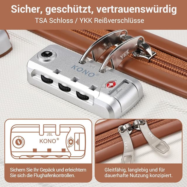 Detalle 2 de Kono Koffer Trolley Reisekoffer aus ABS+PC mit TSA-Schloss, 28 Zoll und 4 Zwillingsrollen