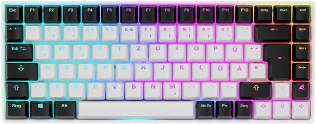 Detalle de Sharkoon SKILLER SGK50 S3 Gaming-Tastatur (75% Layout, Gateron Brown, RGB, weiß) – vorinstallierte Schalter, QMK/VIA