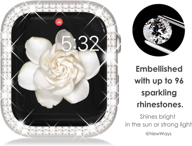 Detalle 2 de NewWays 2-pack Bling Diamond Case for Apple Watch 40mm (Series 6/5/4/SE 2025-2020) – Starlight + Clear