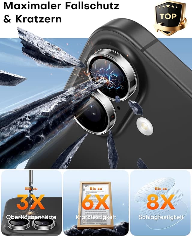 Thumbnail 5 de TOCOL Kameraschutzfolie fürs iPhone 16 6,1 Zoll