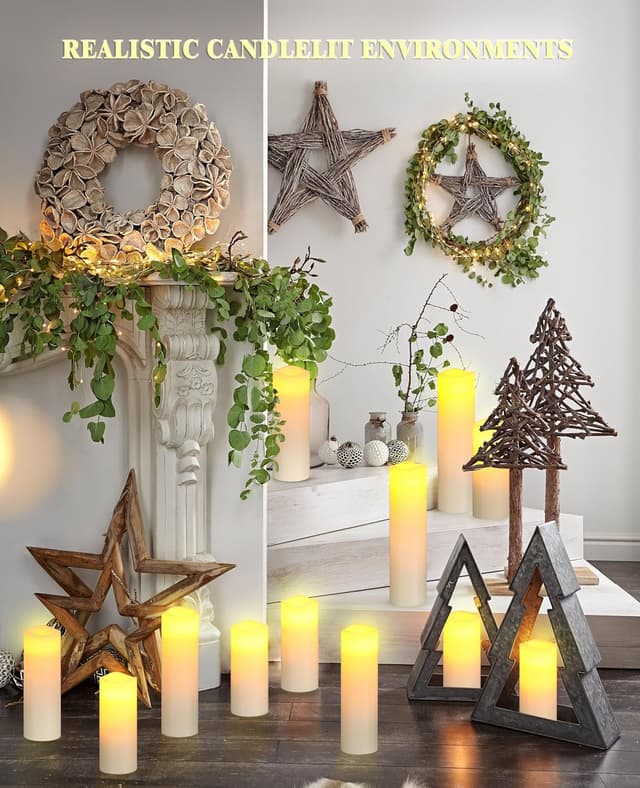 Detalle de Da by velas LED 12 sin llama, marfil con control remoto 🕯