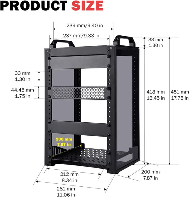 Detalle de GeeekPi DeskPi RackMate T1 – mini serveur 8U avec rack 10 pouces, côtés en acrylique translucide (noir)