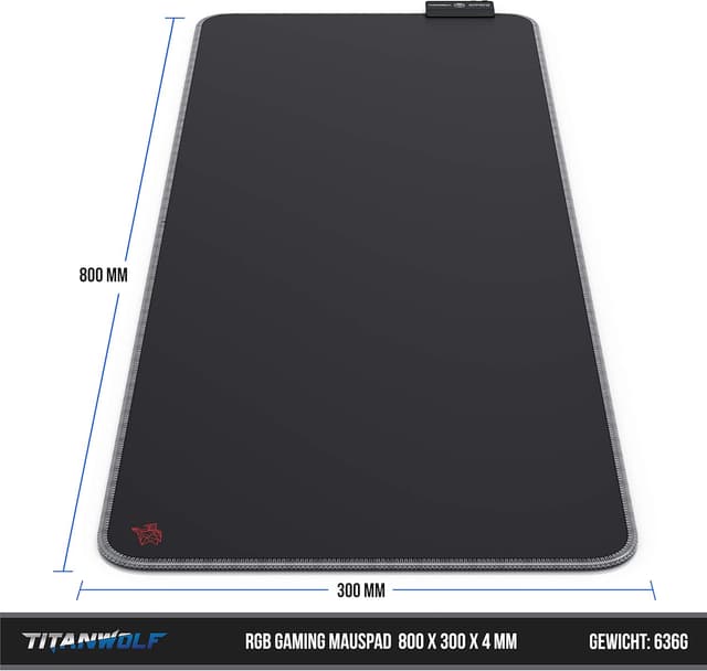 Detalle 2 de Titanwolf RGB Gaming Mauspad 800x300 mm
