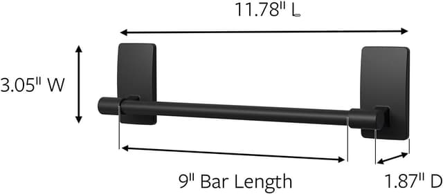Thumbnail 1 de Command Porte-serviette Salle de Bain Noir Mat 1P + 4 bandes adhĂ©sives đ§·