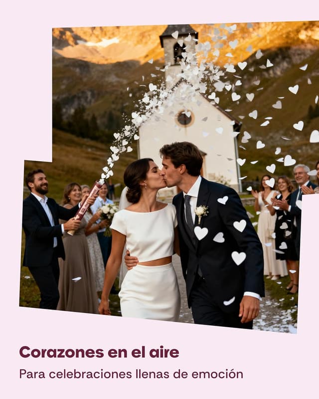 Thumbnail 1 de 5 Cañones de Confeti Corazones Blancos 5-8 m