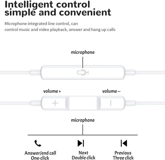 Detalle 2 de Wired in-ear headphones for iPhone with volume control and microphone (Lightning) – stereo noise-isolating earbuds