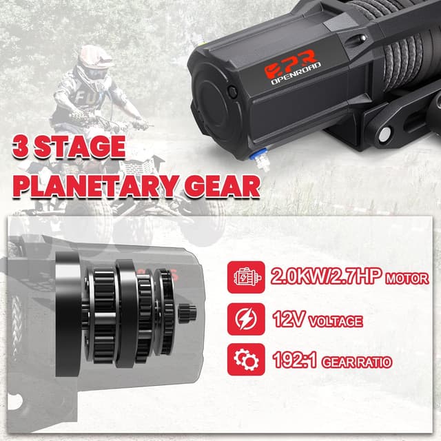 Thumbnail 5 de OPENROAD 6000 lbs UTV Winch 6000lb