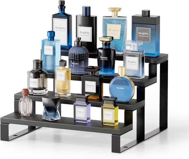 Detalle de Boulphia Cologne Organizer for Men (12-Inch) 4-Tier Wood Stand in Black