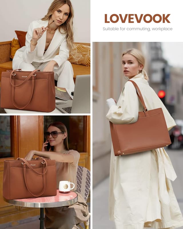 Detalle 2 de LOVEVOOK Laptoptasche Damen für 15,6 Zoll – leichte Arbeitstasche mit gepolstertem Laptopfach