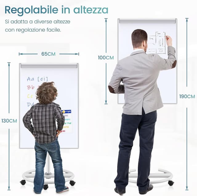 Detalle 2 de MAKELLO Lavagna Magnetica Mobile 100x65 cm con altezza regolabile e cavalletto
