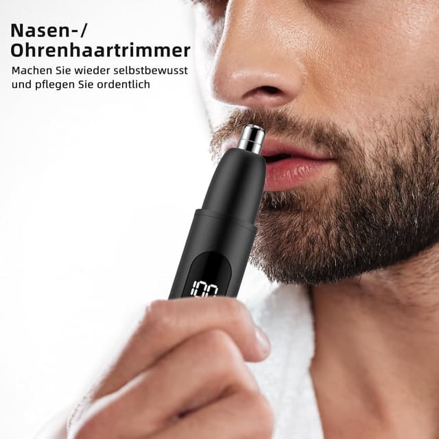 Detalle 2 de Wiederaufladbarer Nasenhaartrimmer mit LED-Anzeige und 360°-Doppel-Klingen (Typ-C) – kabellos
