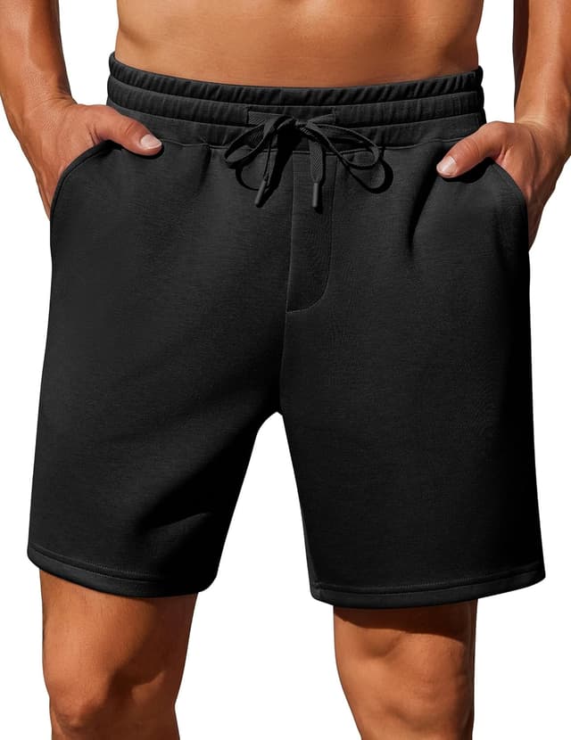 Detalle de PINSPARK Men’s Lounge Sweat Shorts (7-inch) with Elastic Waist & Drawstring