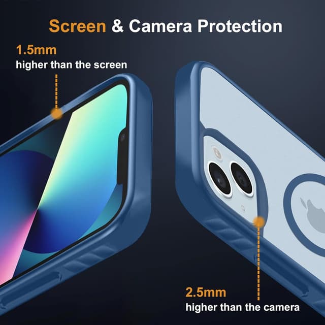 Detalle de Coque magnétique jrester pour iPhone 13 avec support et protections (TPU/PC) – Bleu