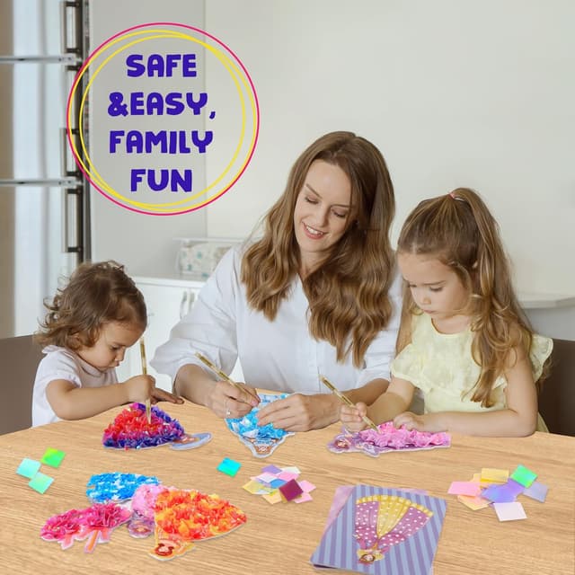 Detalle 2 de Yrinfay Poke Art Bastelset für Kinder – DIY mit Prinzessinnen (8 Figuren & 6 Accessoires)