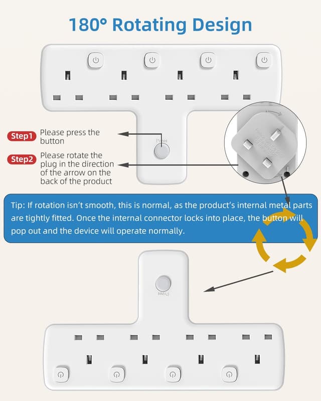 Detalle de Mscien Multi Plug Adapter 4-way with surge protector 🔌