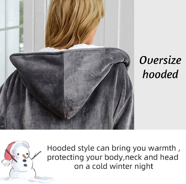 Thumbnail 4 de CMTOP Peignoirs Femme Capuche Doux 2 Poches