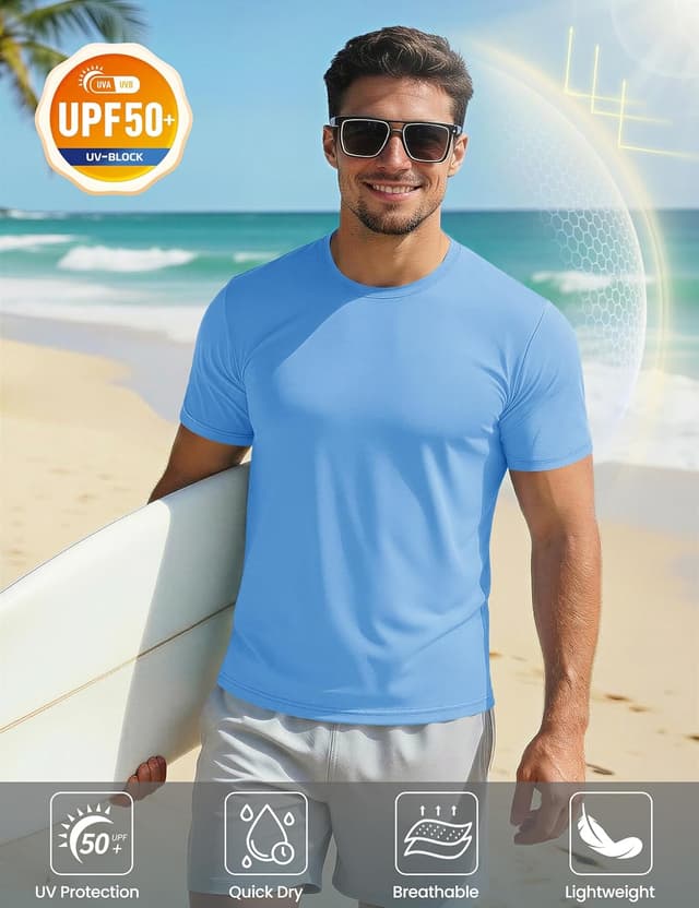 Detalle de MAGCOMSEN T-Shirt Sportiva da Uomo Rashguard UPF 50+ ad asciugatura veloce per outdoor, surf e nuoto