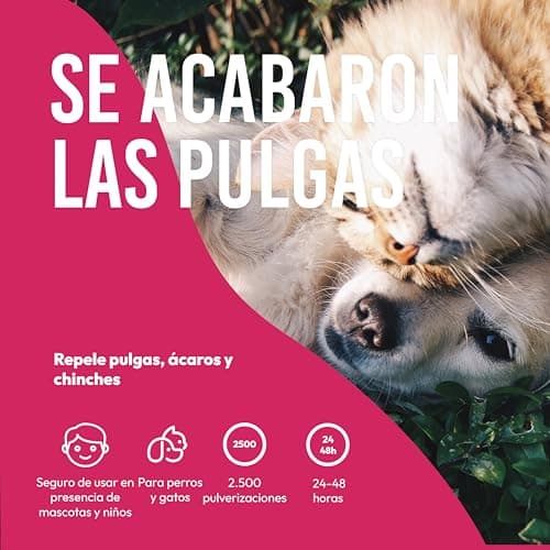 Detalle 2 de Petsly Spray Antipulgas para Perros y Gatos de 500 ml con geraniol (no mancha) antiparasitario para hogar