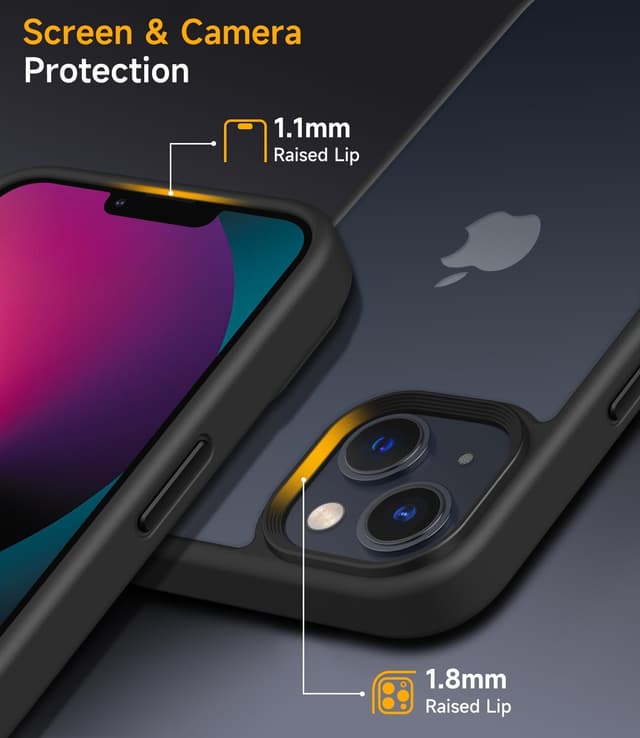 Detalle de Mootobo for iPhone 13 Case (6.1 inch) – 4 in 1 shockproof case with 2 screen protectors and lens protector, black