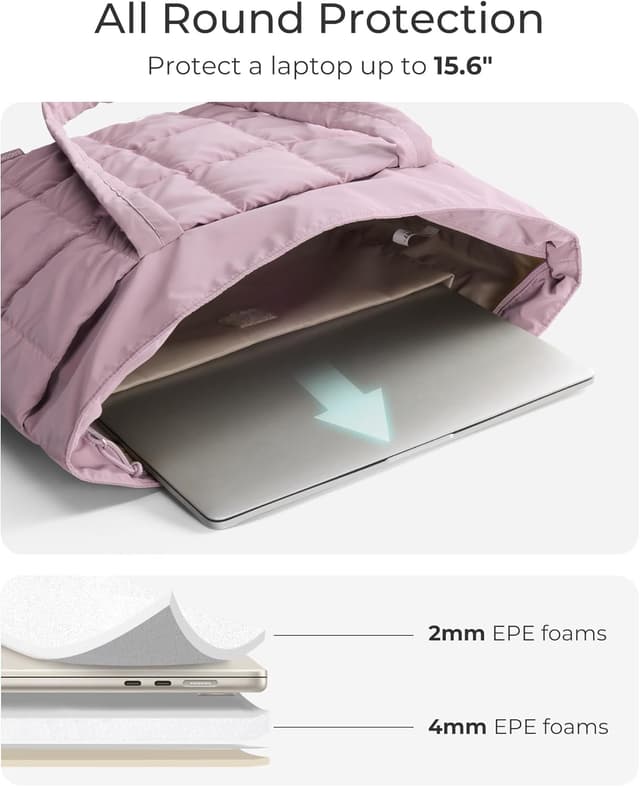 Detalle 2 de bagsmart Expandable Laptop Tote Bag for Women (Large Capacity, Lightweight Quilted Puffer)