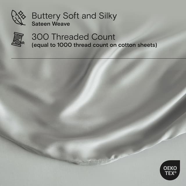 Detalle de DOZ Duvet Cover Set (King/Cal King) in 100% Bamboo-Derived Viscose — Butterly-Soft Cooling Bedding, 1 Duvet Cover + 2 Pillowcases