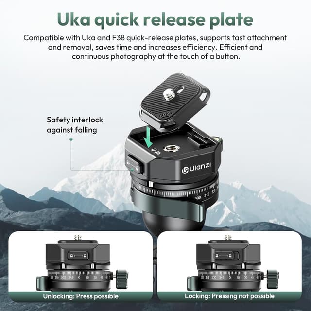 Thumbnail 6 de ULANZI JJ05 GlideGo Reisestativ 184 cm aus Carbon mit 360° Panoramakugelkopf und Schnellwechselplatte