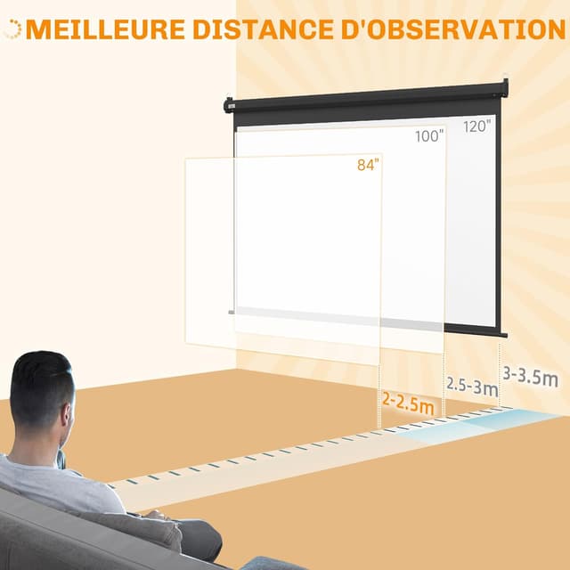 Thumbnail 5 de HOMCOM écran vidéoprojecteur 84 Pouces 4K