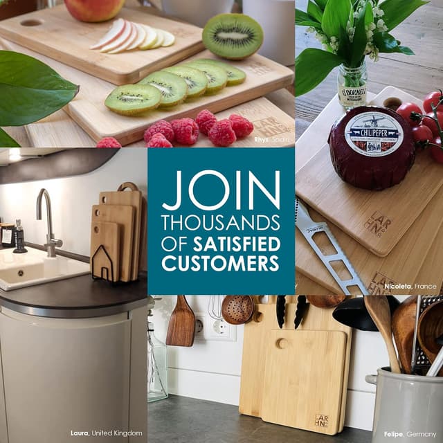 Thumbnail 6 de LARHN Premium Extra-Thick Bamboo Chopping Boards Set (3-piece)