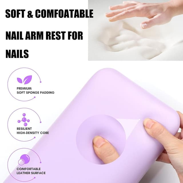 Detalle de AMOYUN poggiamano per unghie in microfibra PU: tappetino reposabrazzo antiscivolo per manicure e salone
